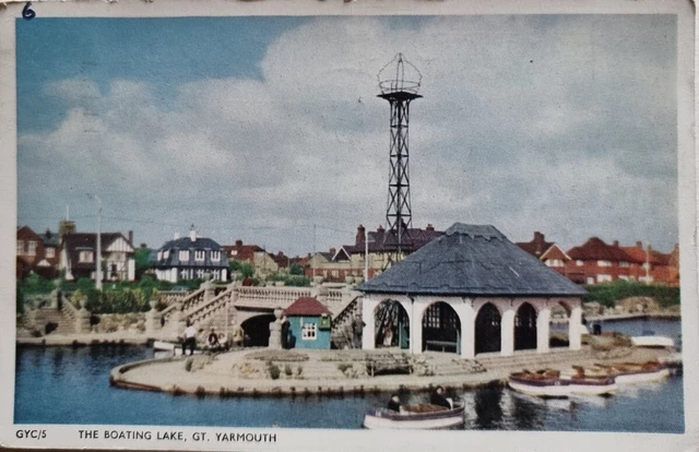 ANCIENNE CARTE POSTALE 1957 Grand Yarmouth The Canotage Lac EUR 10,37