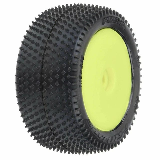 Proline 8297-12 1/18 Prism Rear Carpet Mini-B Tires Mounted 8mm Yellow Wheels (2