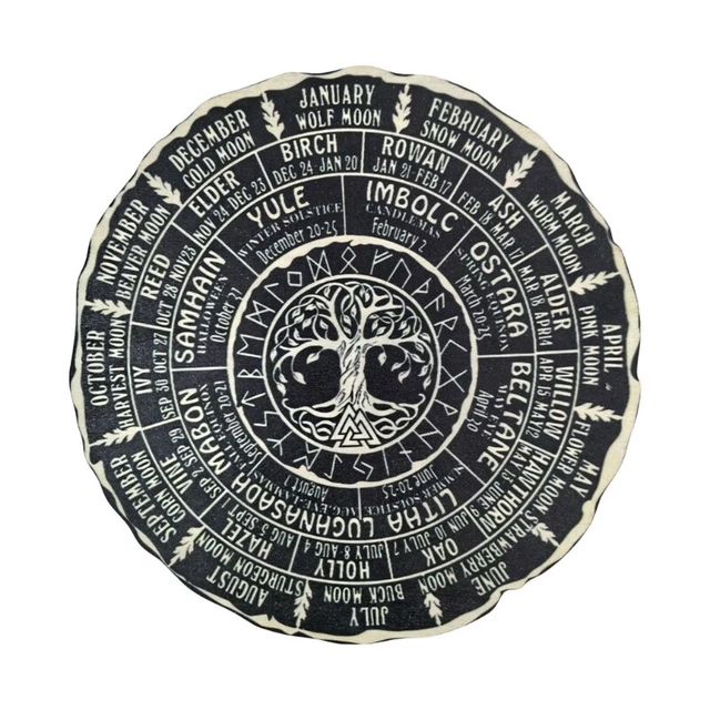 WICCAN CALENDAR ROUND Wood Handmade Sign Wheel of the Year Desktops ...