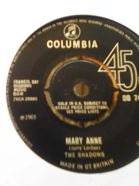 Shadows - Mary Anne - 7 Inch Single