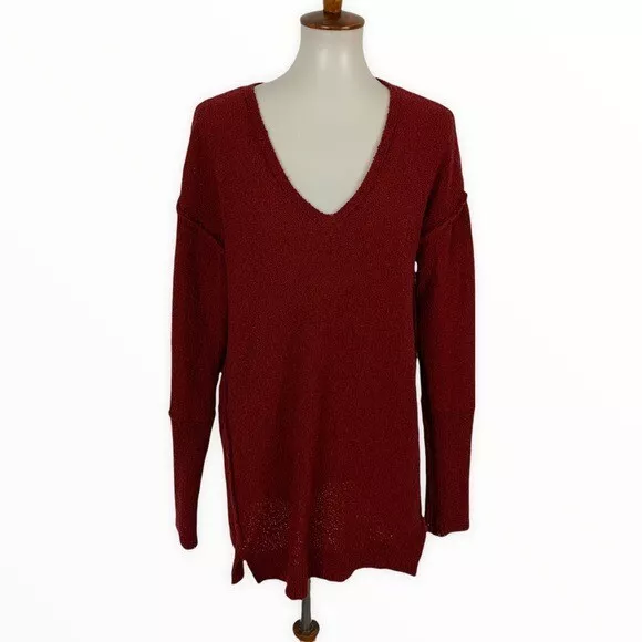 Caslon Women’s Sweater Medium V-Neck Tunic Maroon