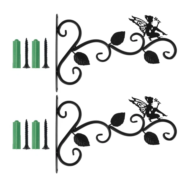 2er-Pack Blumenampelhalterung Wandmontierter Gartenhaken Schmiedeeiserne