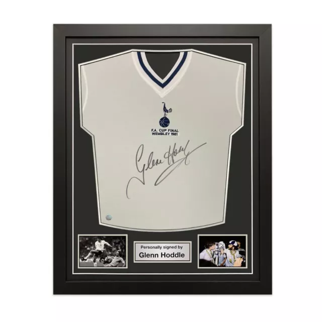 Glenn Hoddle Signed Tottenham Hotspur 1981 Football Shirt. Standard Frame