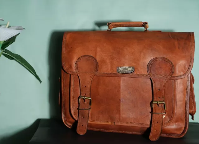 18 " Homme Mallette Neuf Designe Vintage Bandoulière Cuir Sac Ordinateur