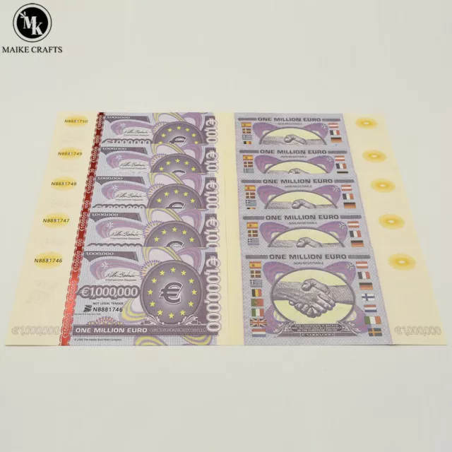 10pcs/set Million Euro Banknote Blue Light Anti-counterfeiting Logo Design