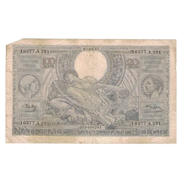 [#148374] Banknote, Belgium, 100 Francs-20 Belgas, 1943, 1943-04-02, KM:107, VG