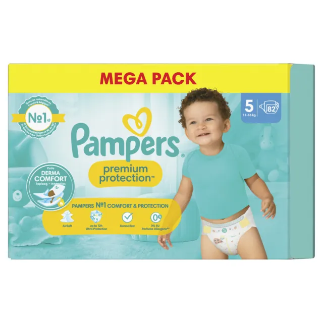 PAMPERS - Couches Premium Protection Taille 5 - paquet de 82 couches
