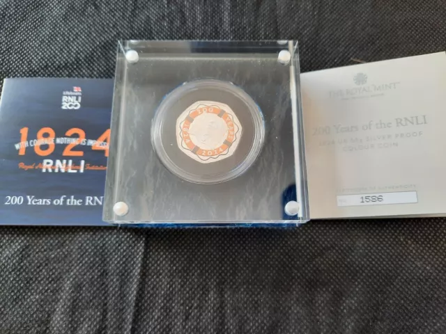 Royal Mint Boxed With Coa 200 Years Of Rnli 2024 50P Silver Proof Colour Coin