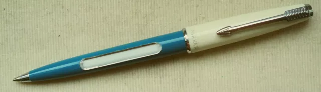 EXTREM RARE  PARKER " 45 " WINDOW BALLPEN in BLUE AND WHITE ; U.S.A  MADE !