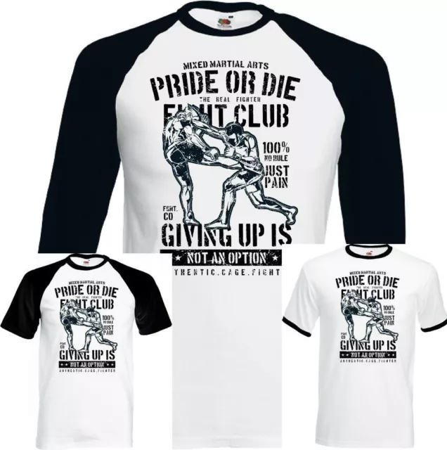 T-shirt MMA Palestra Pride or Die Uomo Divertente Allenamento Top Boxing Muay Thai UFC Judo