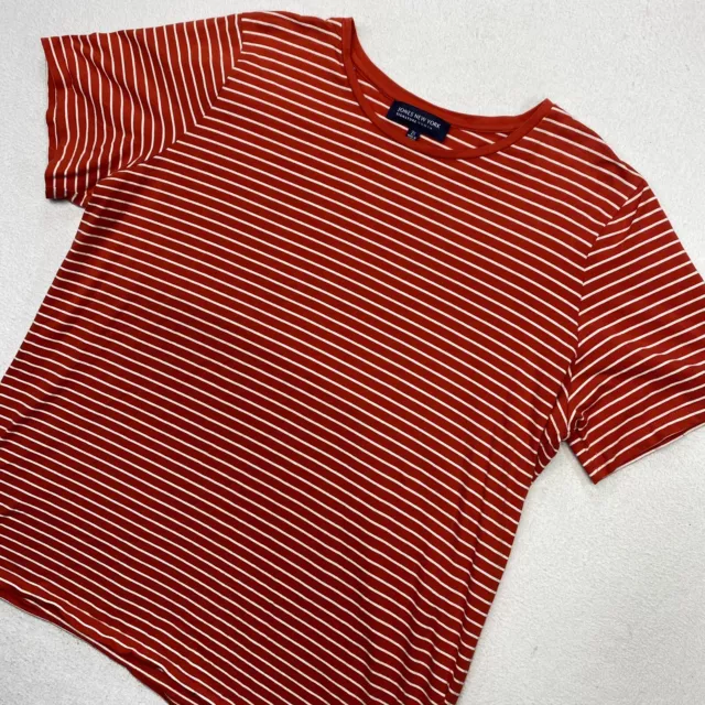 Jones New York T Shirt Womens 2X Dark Orange White Striped Short Sleeve