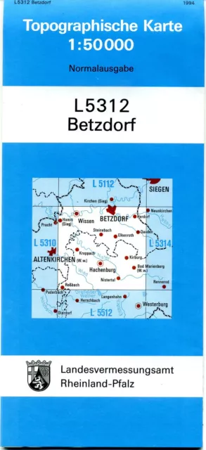 Topographische Karte 1:50 000, Blatt L5310 BETZDORF