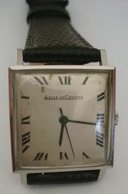 Vintage Good Circa 1960 Gts Jaeger Le Coultre Square Cased Stainless Wrist Watch