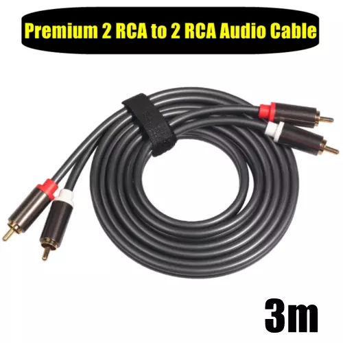 Premium 2 RCA to 2 RCA Stereo Audio Cable Cord Male-Male Gold Plated 1m-10m