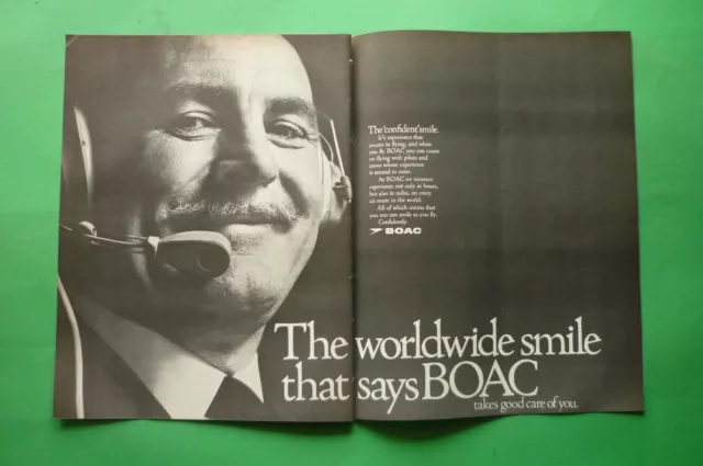 Boac Airways British 1969 The Confident Smile Advertising' Vintage