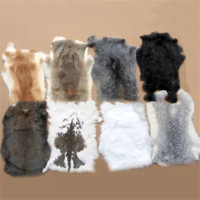 5×Natural Real Fur Rabbit Skin Tanned Pelts Hide for Animal Leather crafts Dummy