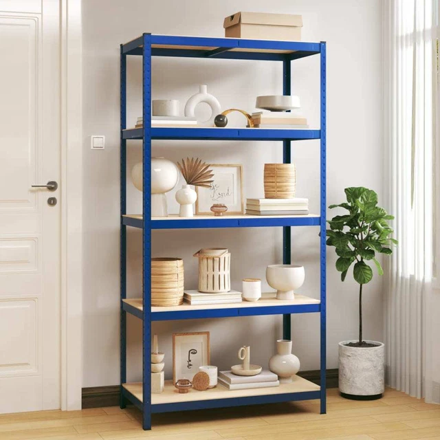Vidaxl Mensola 5 Strati Blu in Acciaio e Legno Multistrato