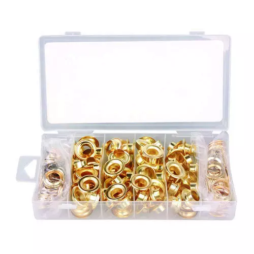 Estuche de almacenamiento de plástico de repuesto chapado en latón de 200 piezas de 1/2" (100 juegos)
