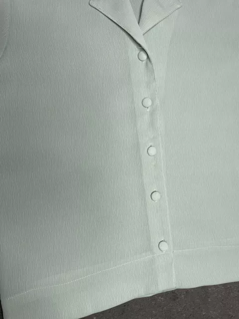 Camicia pastello vintage nuova di zecca camicetta colletto vestibilità sciolta abbigliamento da lavoro 12 in perfette condizioni 3