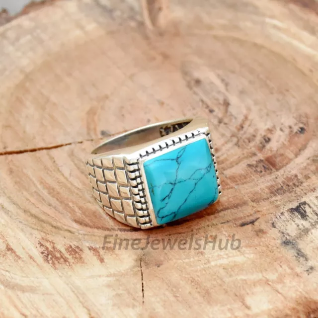 Bague Turquoise 925 Sterling Silver Turquoise Men's Ring Handmade Ring,... 2