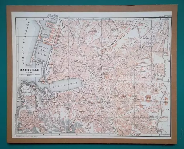 FRANCE Marseilles City Town Plan - 1911 MAP 8.5 x 11" (22 x 28 cm)