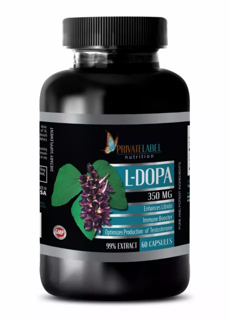 L-DOPA 99% Extract Powder 350mg - Mucuna Testosterone Booster -1 Bottle 60 Pills