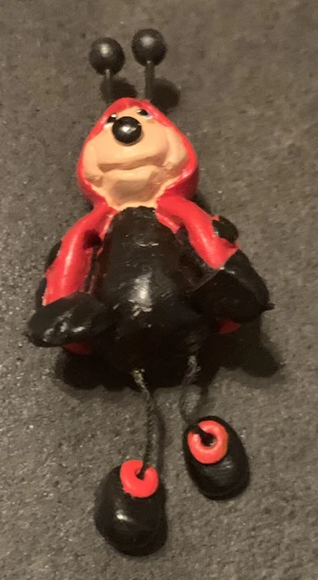 Cute Vintage Ladybug with Dangle Legs & Feet Hat Lapel Pin Pinback Brooch 2 1/2”