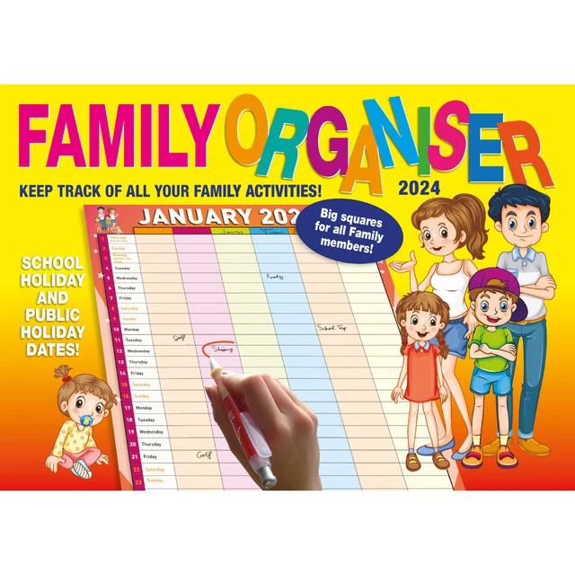 FAMILY ORGANISER 2025 Rectangle Wall Calendar 13 Months Planner Home
