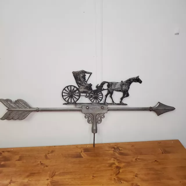 Vintage Robbins Cast Aluminum Doctor Buggy w/ Horse Weathervane Maryville, Mo.