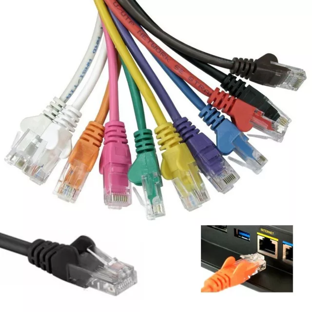 Ethernet Kabel Internet LAN Cat 5e RJ45 Patch Lead Lot 0,25 m kurz - 50 m lang
