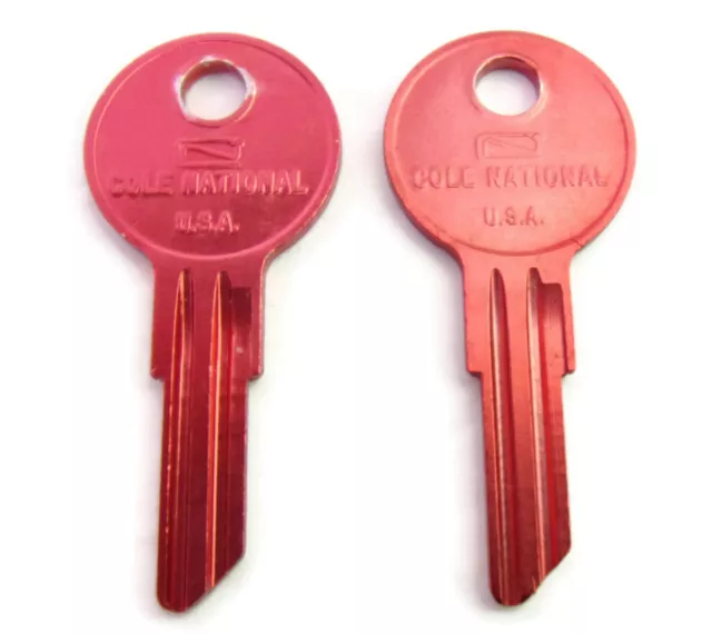 2-pcs Y12 RED Anodized Aluminum Key Blanks Cole National Key ColorLite NOS
