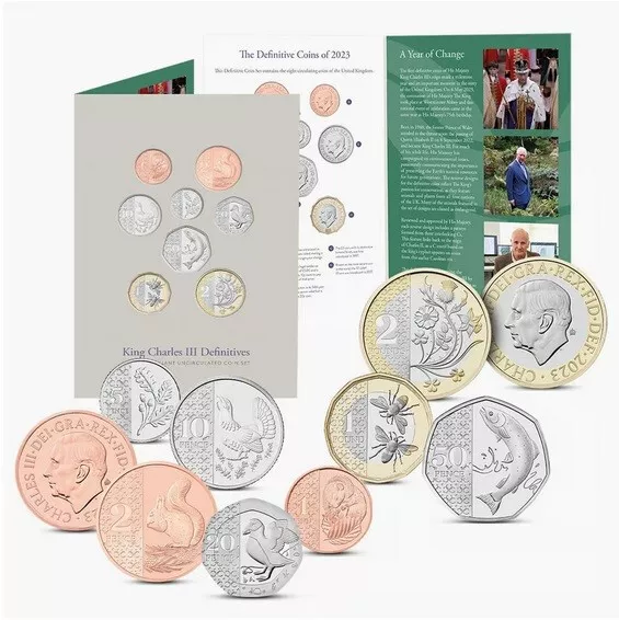 2023 Definitive 8 Coin Set Royal Mint Brilliant Uncirculated New 2023 Design - N