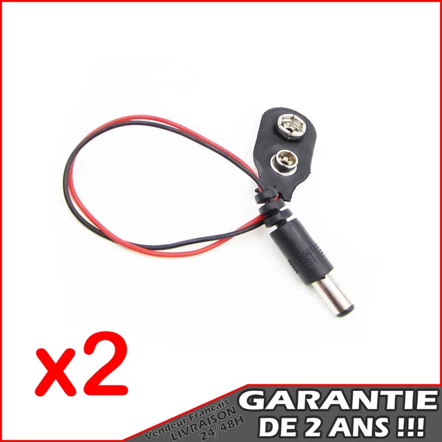 CÂBLE D'INTERFACE 9V 6F22 AVEC PRISE JACK DE TYPE BARILLET 5.5x2.1mm (2x072)