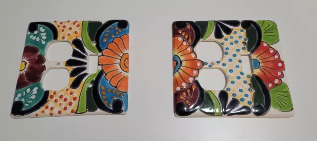 Mexican Talavera Pottery Light Switch Outlet Plate Covers - Qty 2 NEW