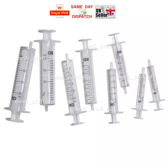 1 -  20x of 2ml 5ml 10ml 20ml BD SYRINGES STERILE REFILL INK GARAGE POND GEARBOX