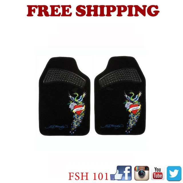 New 2pcs Set Ed Hardy Peacock Car Truck SUV Van Front Carpet Floor Mats