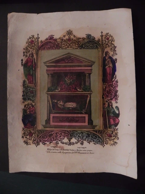 M Santa Giustina Virgen Trieste Arzano Litografía Original 1850 Abdullah