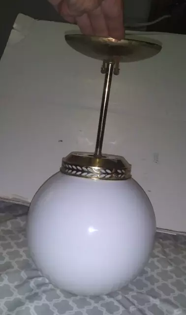 Hanging Pendant Light Ceiling Mount Fixture White Glass Globe