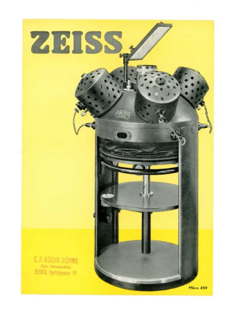 CARL ZEISS JENA Prospekt ZEISS - GLÜHLAMPEN - EPISKOP Broschüre Mikro 459 (Y2777