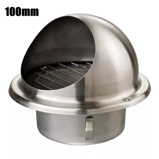 Stainless-Steel Round Brushed Bull Nosed External Extractor  Wall Vent Outlet