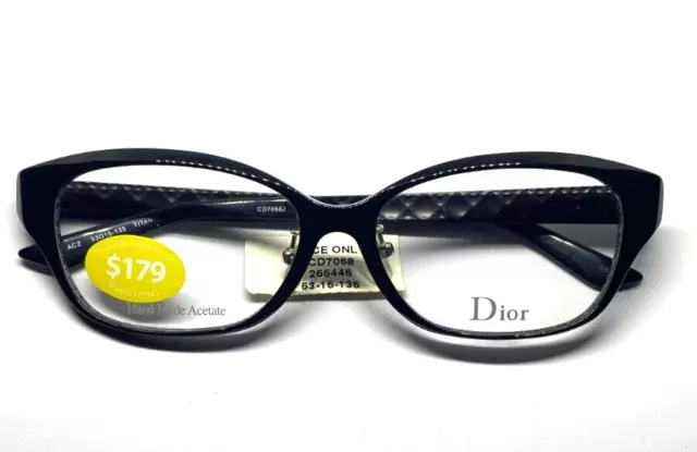 Christian Dior Unisex Black Cat Eye CD7068J Size 53-15-135 Eyeglass