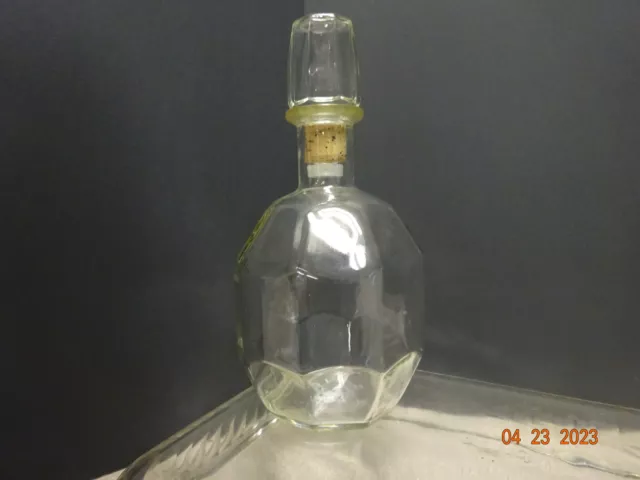 Vintage Decanter 60's Clear Glass Whiskey, Wine or Vinegar Bottle approx 8.75" H