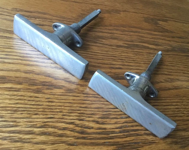 1920s T~SHAPED HANDLES vtg antique exterior non locking door