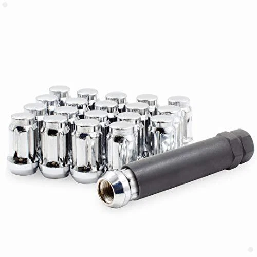 20 set 12x1.25 Lug Nuts - Chrome Small Diameter Acorn 6 Spline w/Key (M12x1.25)