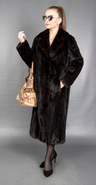 9315 Glamorous Real Saga Mink Coat Luxury Fur Jacket Long Beautiful Look Size M