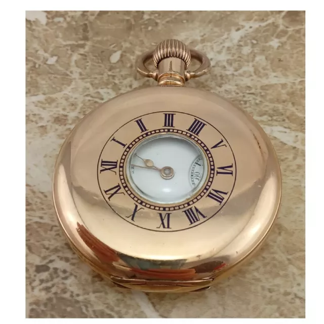 Stunning 14k Gold Waltham  7 Jewel  Half-Hunter Pocket Watch 1908