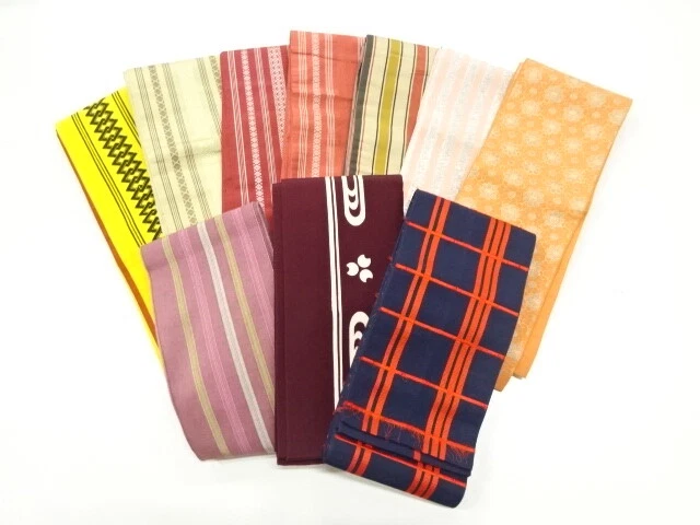39675# Japanese Kimono / Antique Hanhaba Obi / Set Of 10