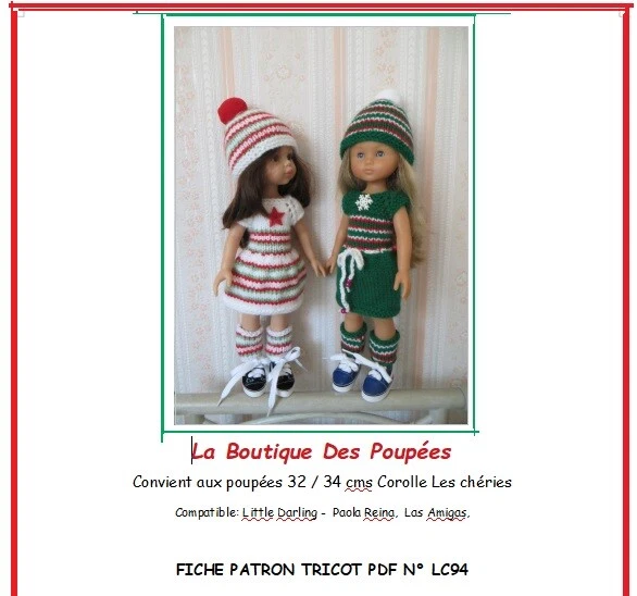 Fiche Patron LC80 Tricot Poupée Les Chéries Paola Reina - Tut Vêtements - Neuf