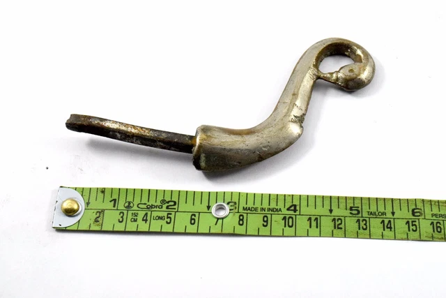 18C Indian Antique Hand Crafted Brass Peacock Shape Wall Hook Hanger. i75-26 US 7