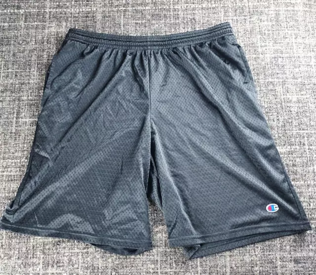 Champion Mens Black Mesh Basketball Athletic Gym Shorts Size Large